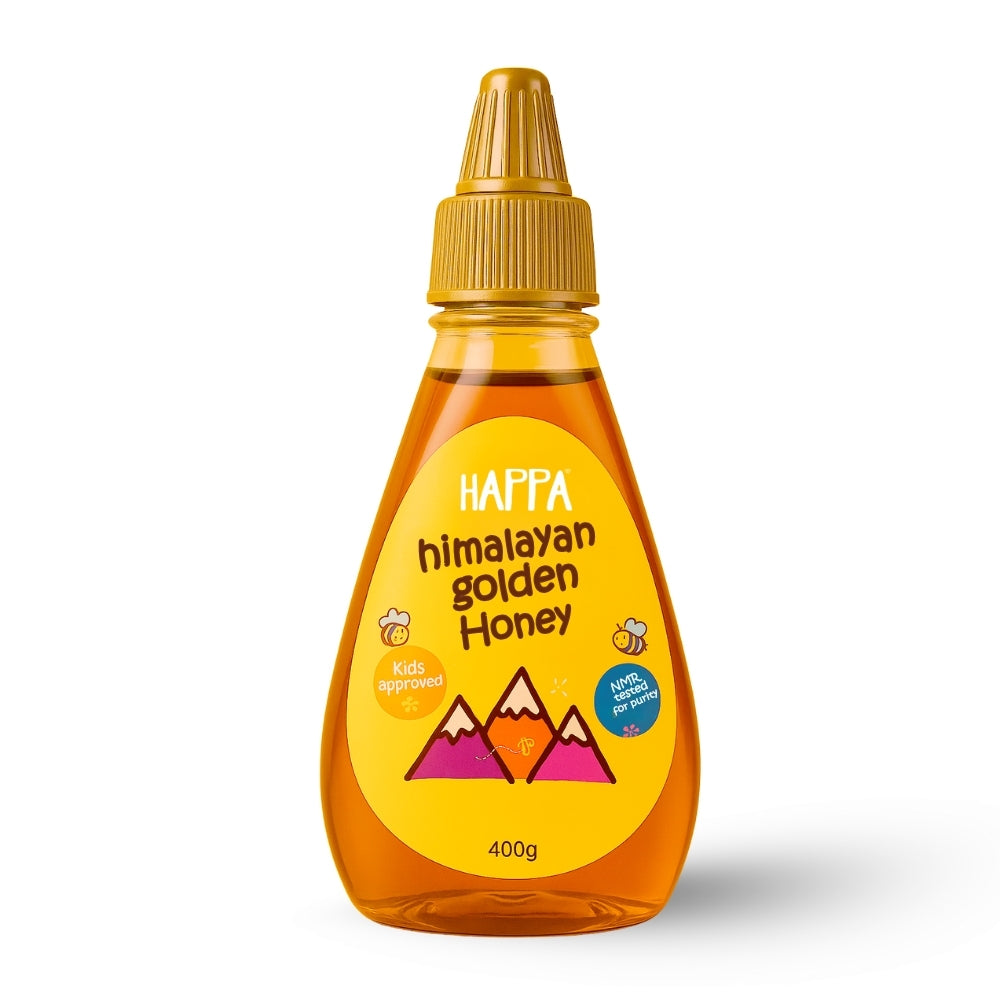 Happa Himalayan Golden Honey | 100% Pure, Raw & NMR Tested | Kids Approved, Low Pollen, Mild Aroma | Natural Immunity Booster & Healthy Sweetener (400g)
