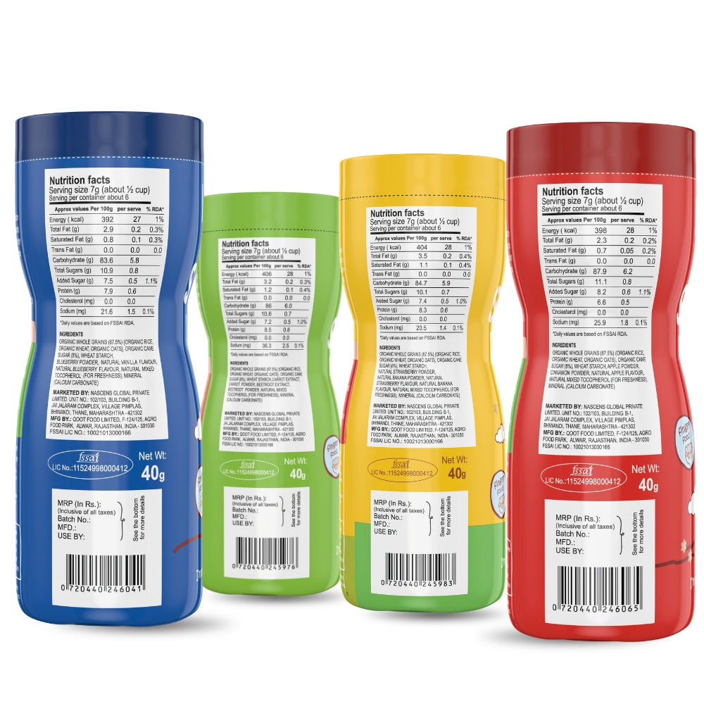 Happa Baby Puffs Variety Pack – Vanilla Blueberry, Carrot Beetroot, Strawberry Banana and Apple Cinnamon | Melt-in-the-Mouth Finger Food for Babies | Supports Self-Feeding and Baby-Led Weaning | No Artificial Flavours or Colours | Stage 2 (8+ Months)