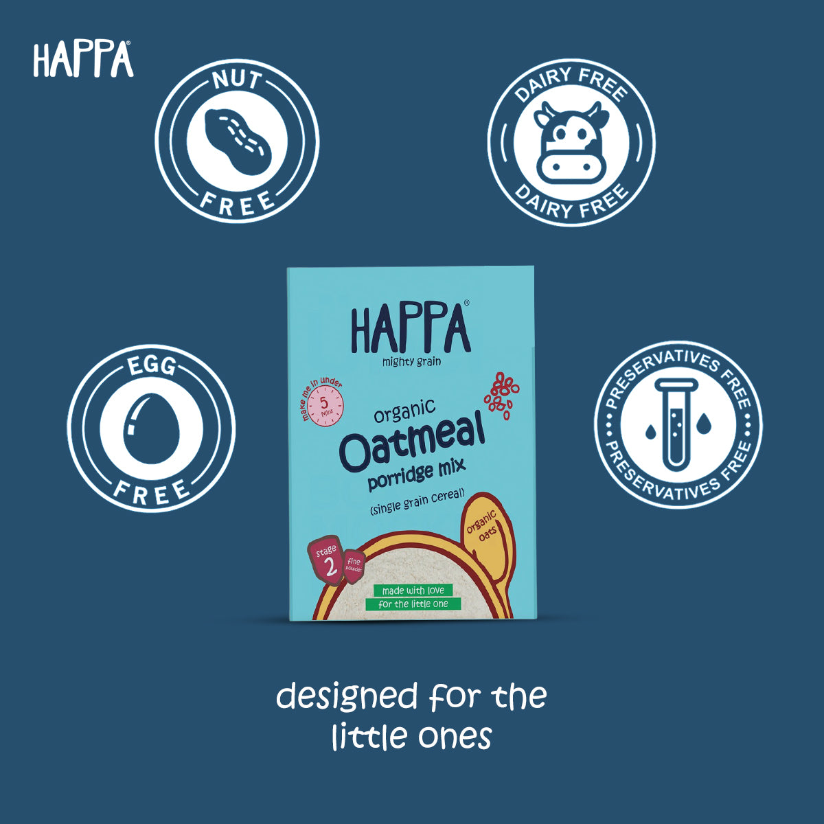 Trial Pack of Cereal (Ragi Almonds Dates Cereal + Oatmeal Banana Cereal + Brown Rice Apple Banana Cereal), 50 Gram Each , 6 month + - Happafoods