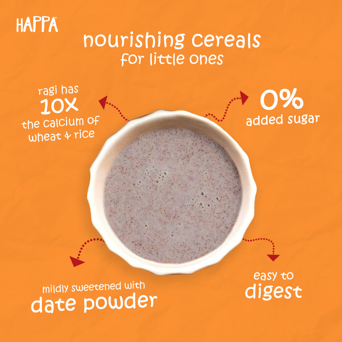 Happa Organic Trial Pack of Cereal (Ragi Cereal + Oatmeal Cereal + Brown Rice Cereal) ,8 Pouches, 6 Months - Happafoods