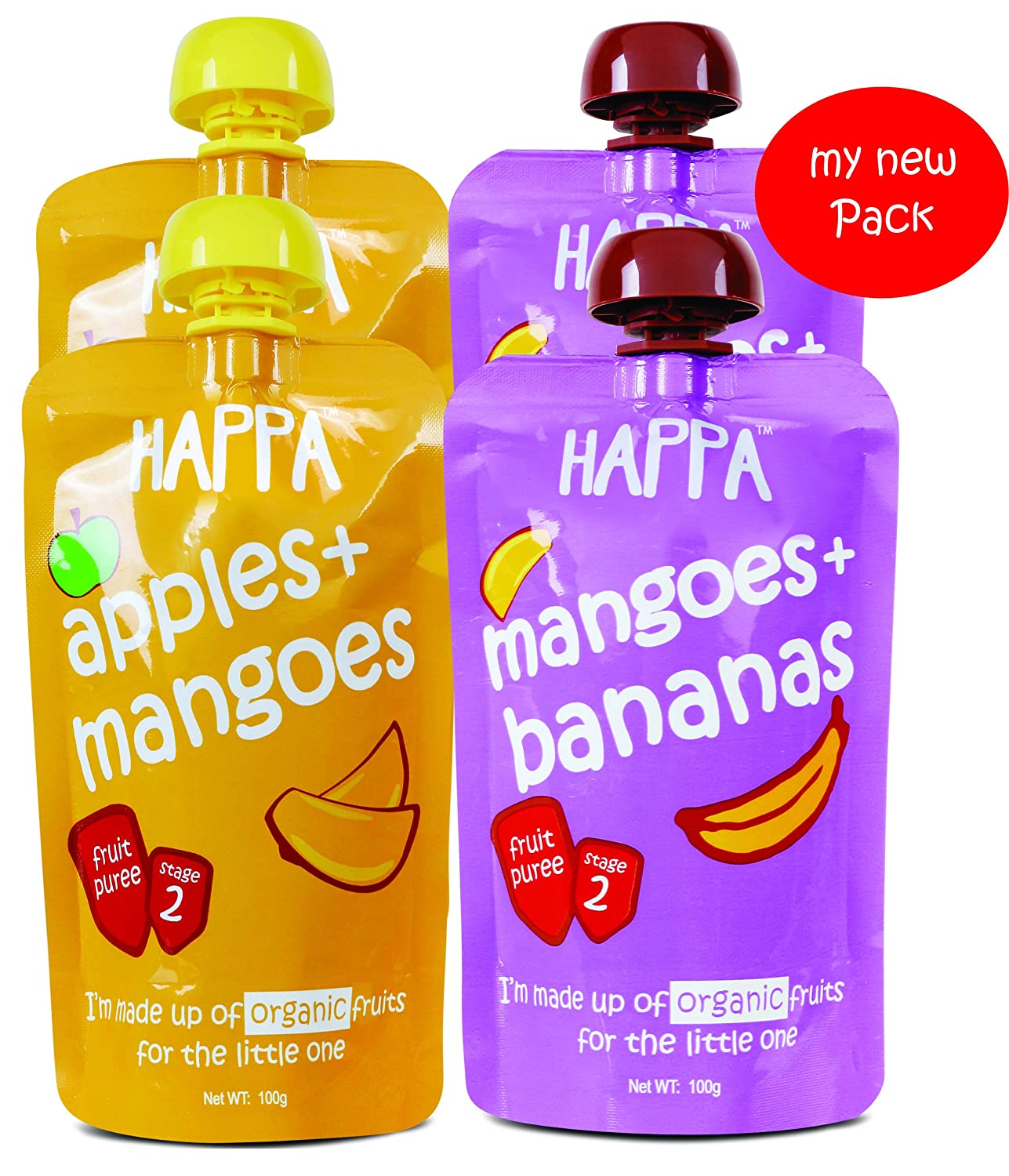 Mango Banana, Apple Mango Fruit Puree (pack of 4)