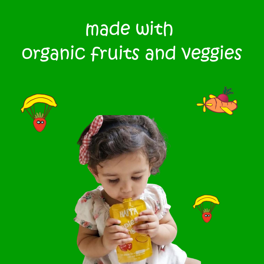 Mango + Banana, Apple + Mango Fruit Puree (pack of 4) - Happafoods