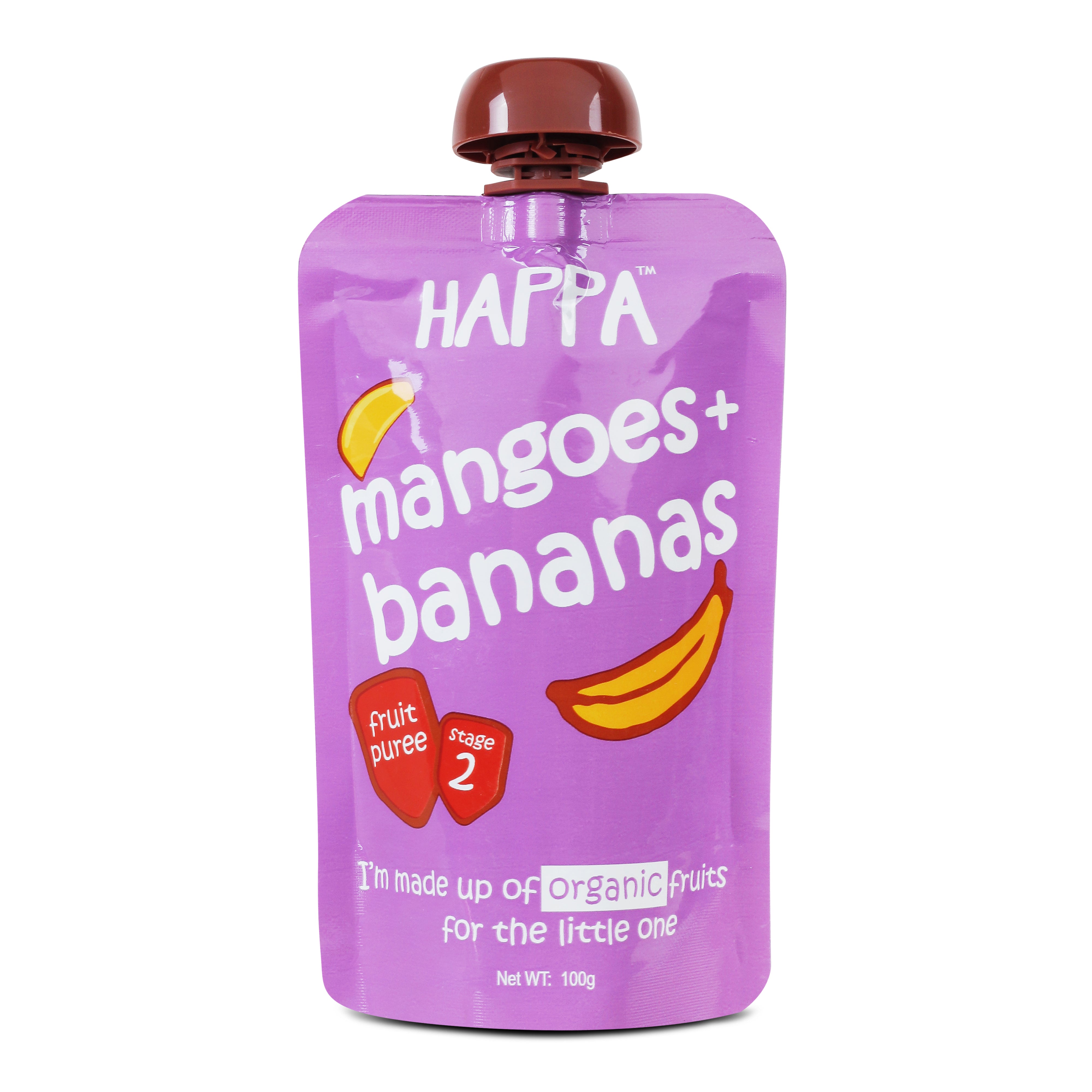 Mango + Banana, Apple + Mango Fruit Puree (pack of 4) - Happafoods