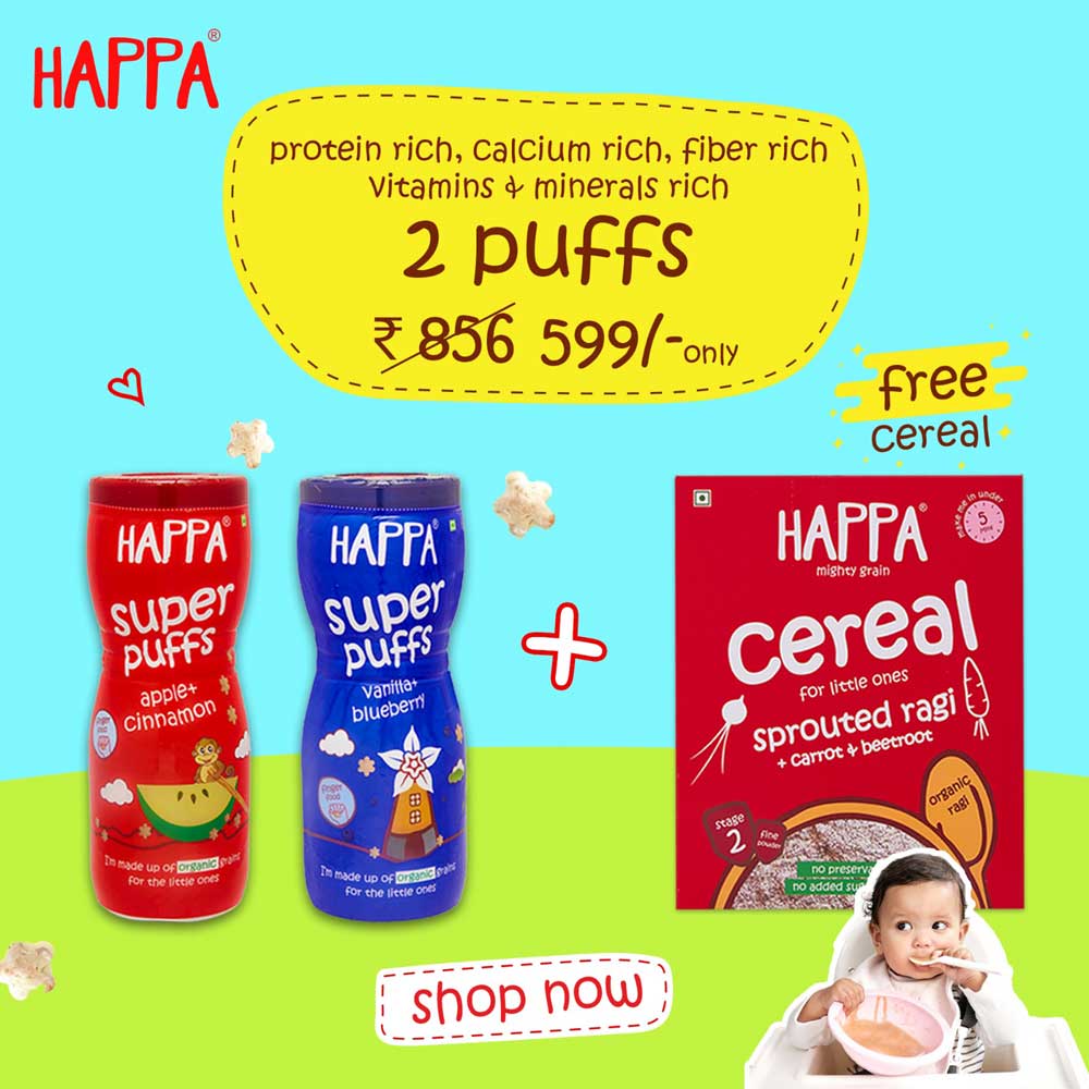 Cinnamon and Blueberry puffs with a free cereal - Happafoods