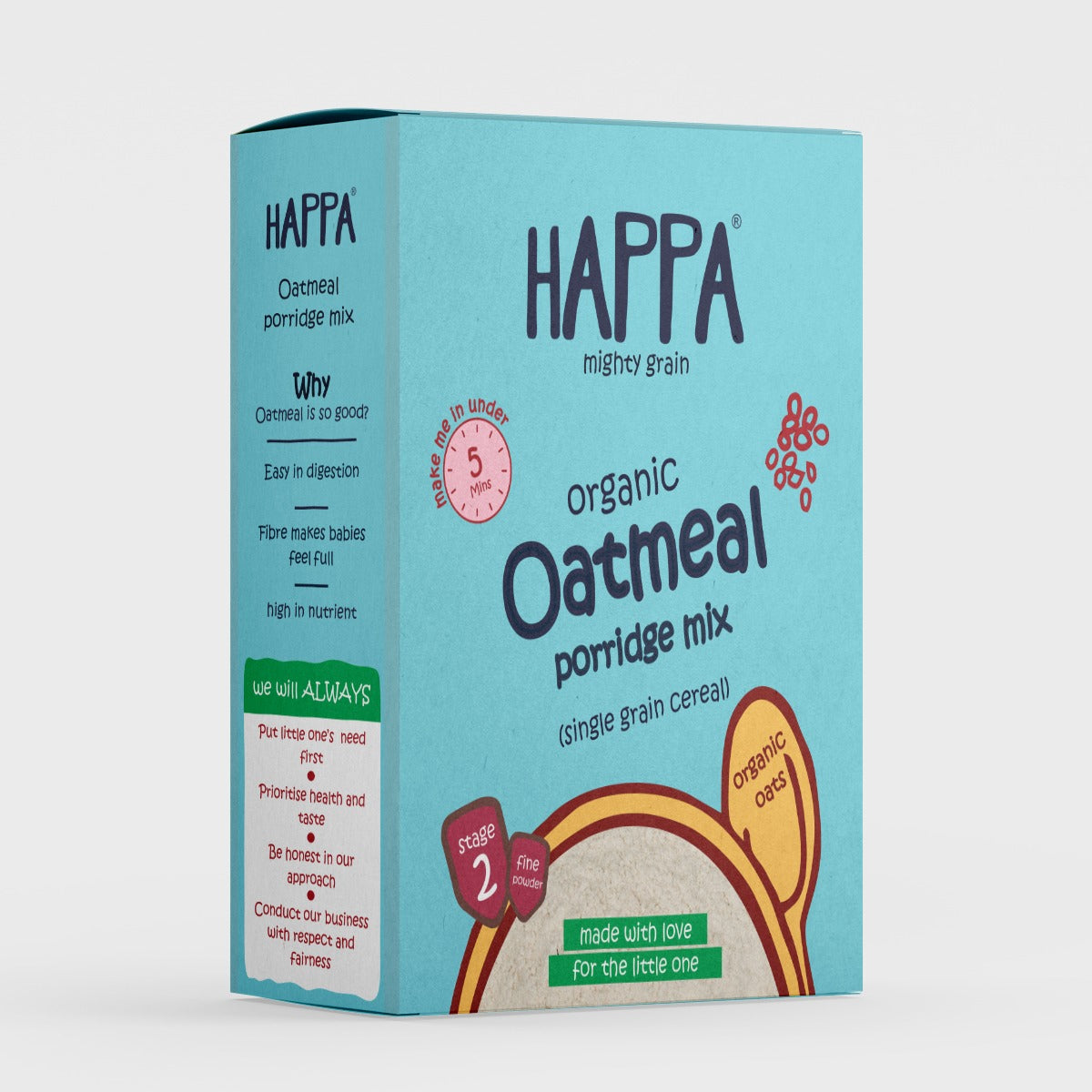 Happa 100% organic pure Oatmeal Cereal 1Pack - Main Image