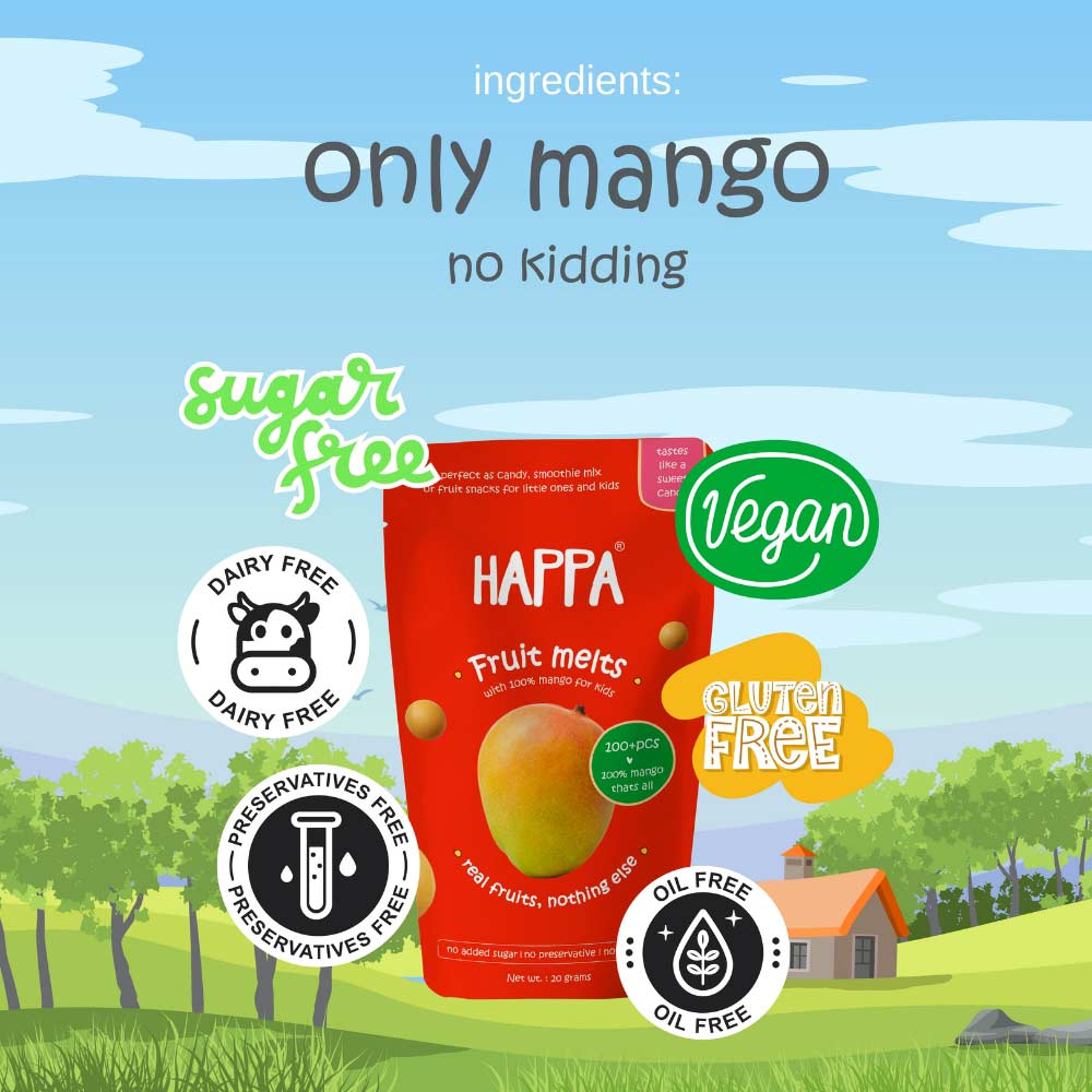 Happa mango fruit snacks: Delicious baby finger foods, perfect for 8-month-olds. Healthy and tasty treats