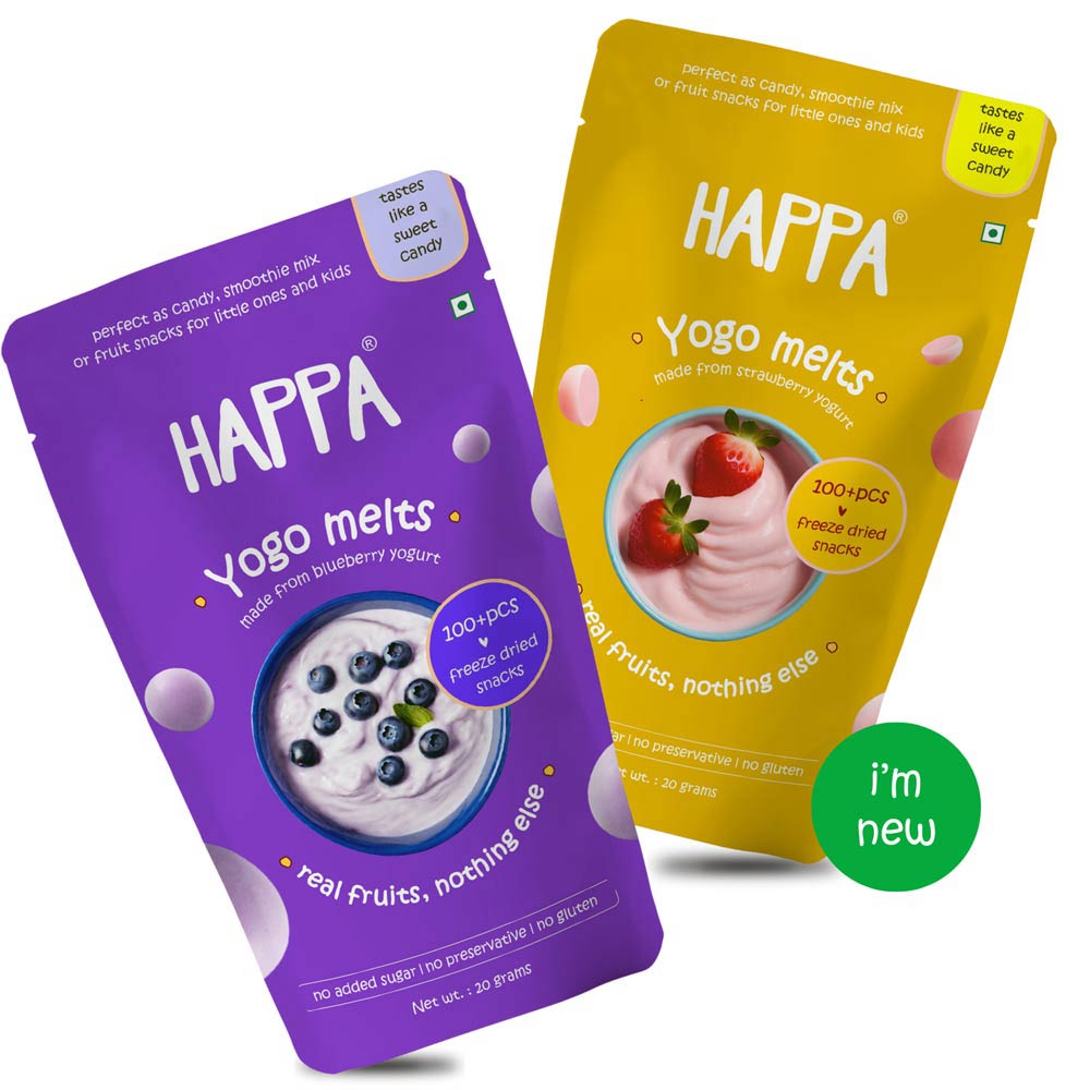 Happafoods baby finger food-Healthy snacks for 8-month-old, Nutritious strawberry and blueberry bites with nutrients of yogurt for tiny hands