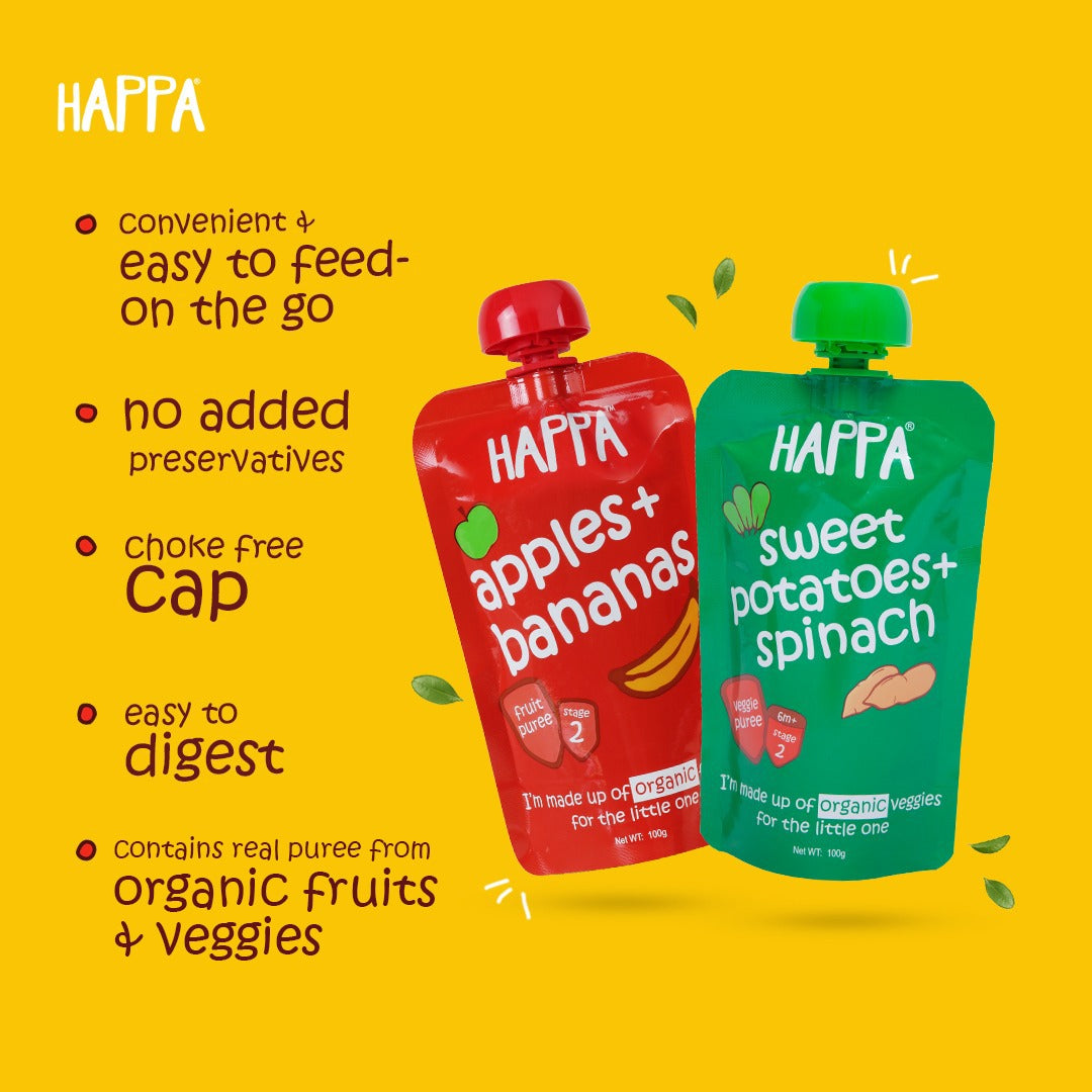 apple + banana fruit puree (Pack of 3) - Happafoods