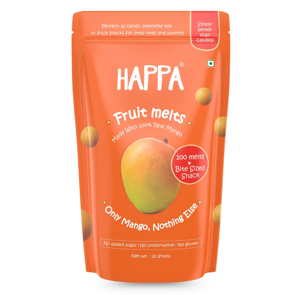Happa Fruit & Greek Yogurt Melts | 100% Fruit & Yogurt Candy for Babies, Kids & Adults | No Added Sugar, No Colours, No Artificial Flavours | Melt-in-Mouth | 8M+ | 20g Pack of 3
