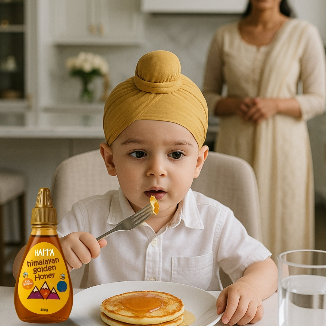 Happa Himalayan Golden Honey | 100% Pure, Raw & NMR Tested | Kids Approved, Low Pollen, Mild Aroma | Natural Immunity Booster & Healthy Sweetener (400g)