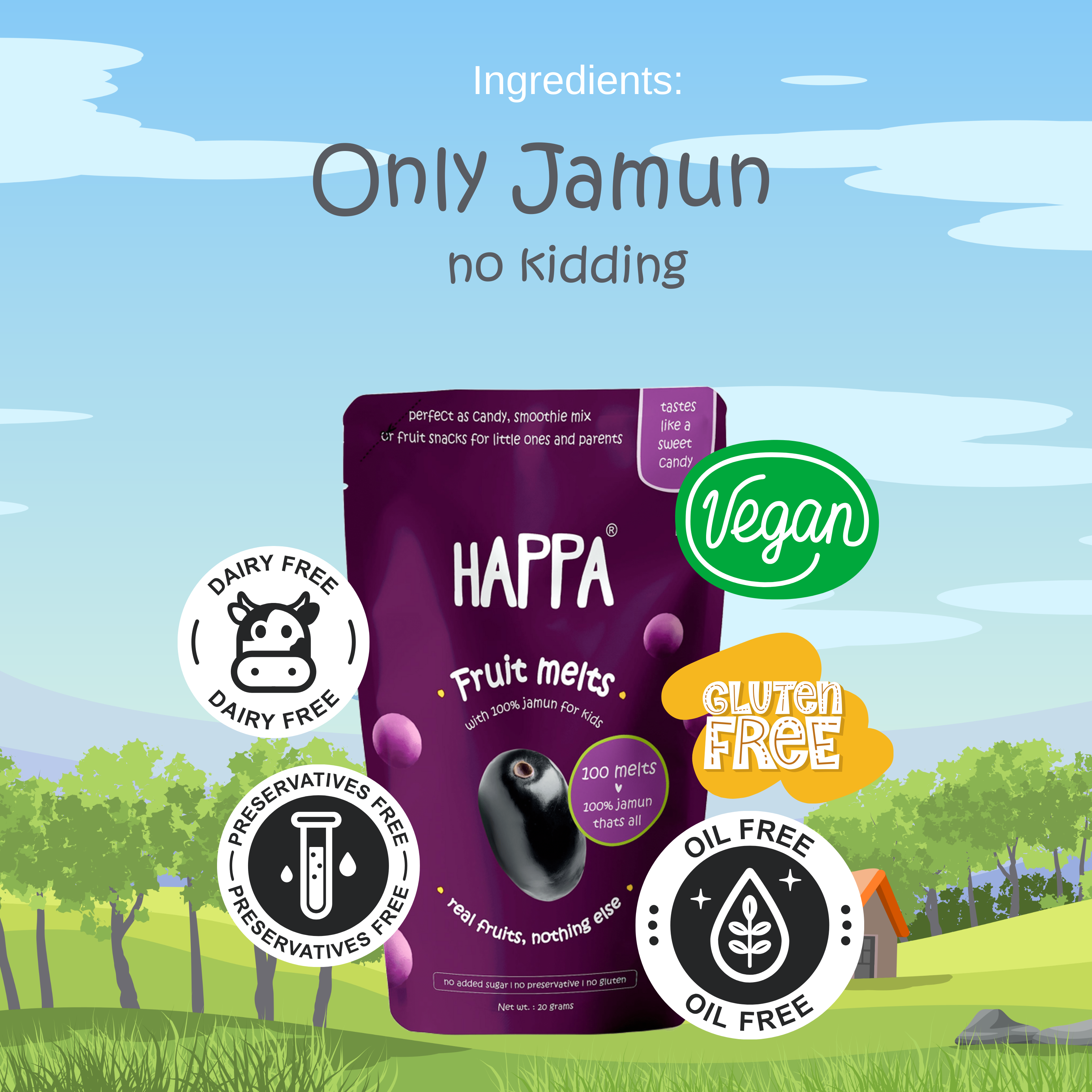 Happa Jamun Melts for little ones, made with 100% Blackberry & nothing else. No added flavour or Sugar! - Happa Foods