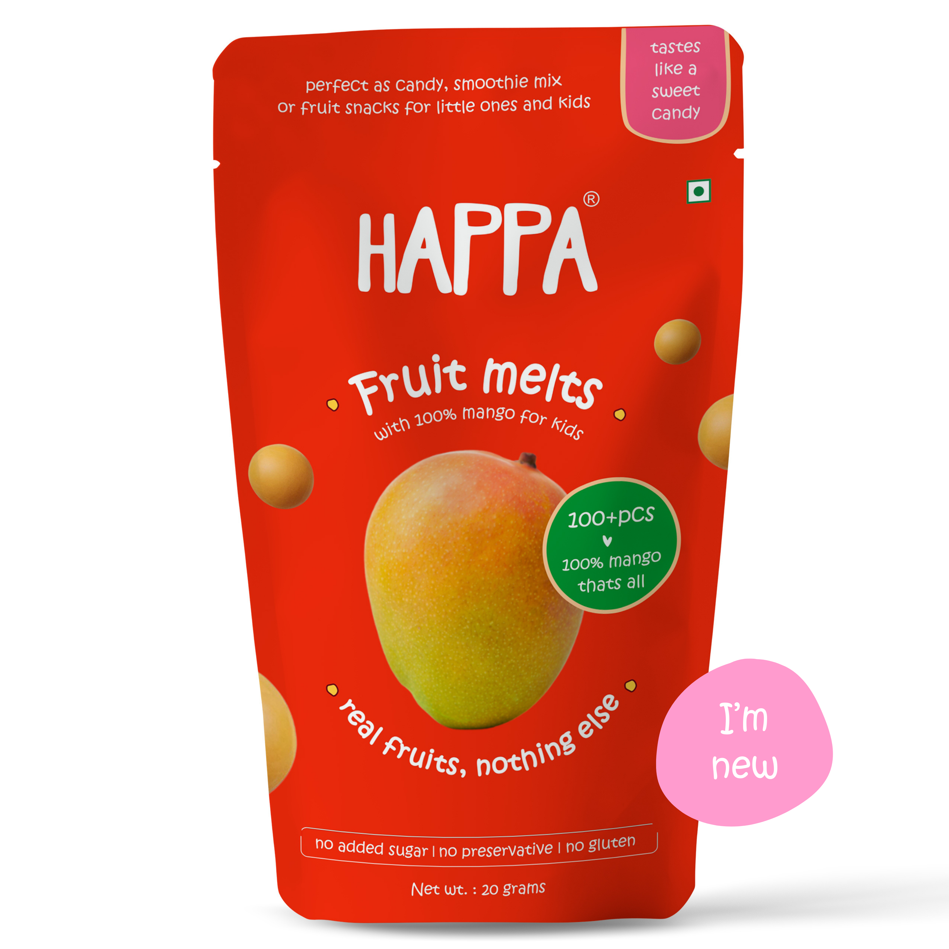 Mango Fruit Melts made with 100%organic Mango & nothing else - Happafoods