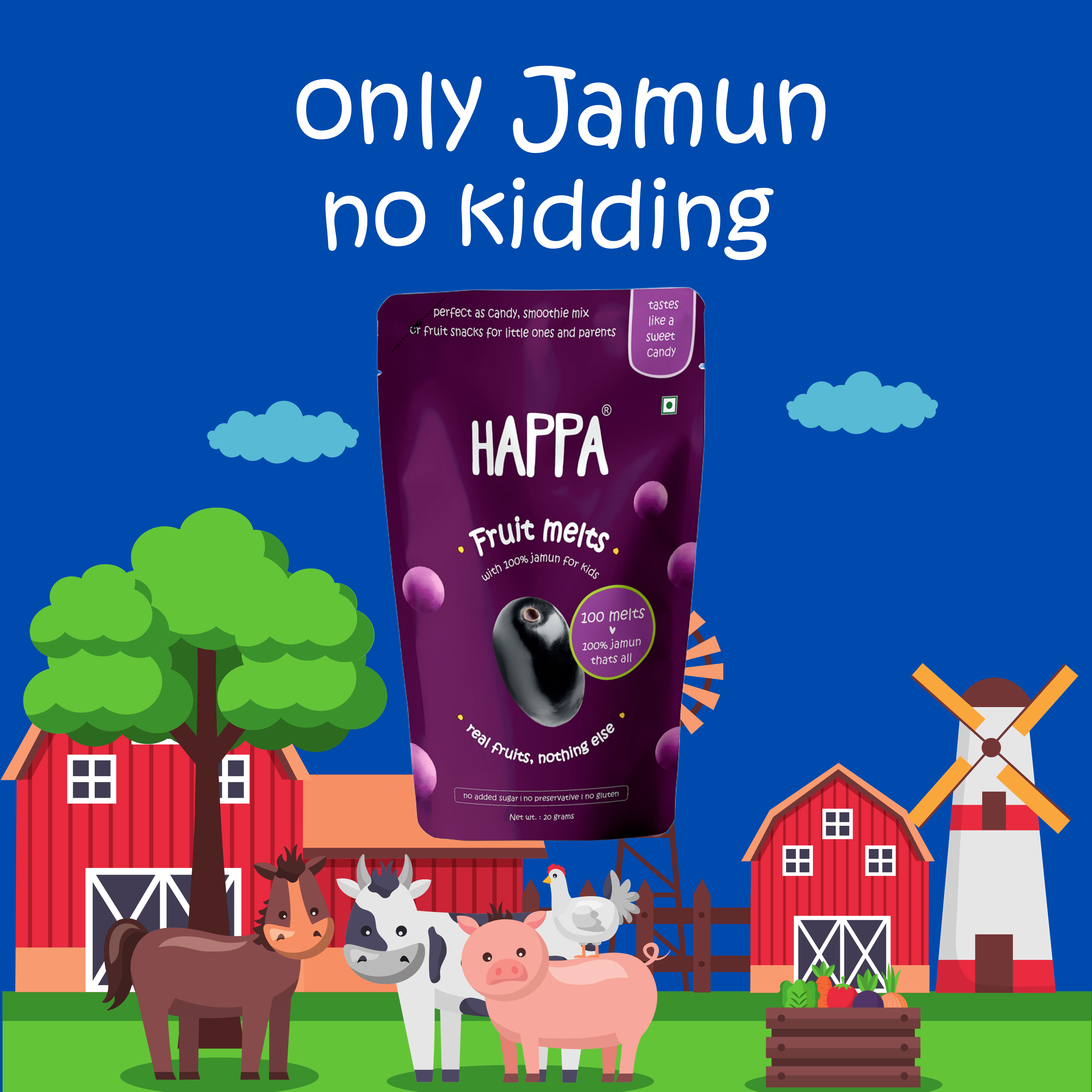 Happa Jamun Melts for little ones, made with 100% Blackberry & nothing else. No added flavour or Sugar! - Happa Foods