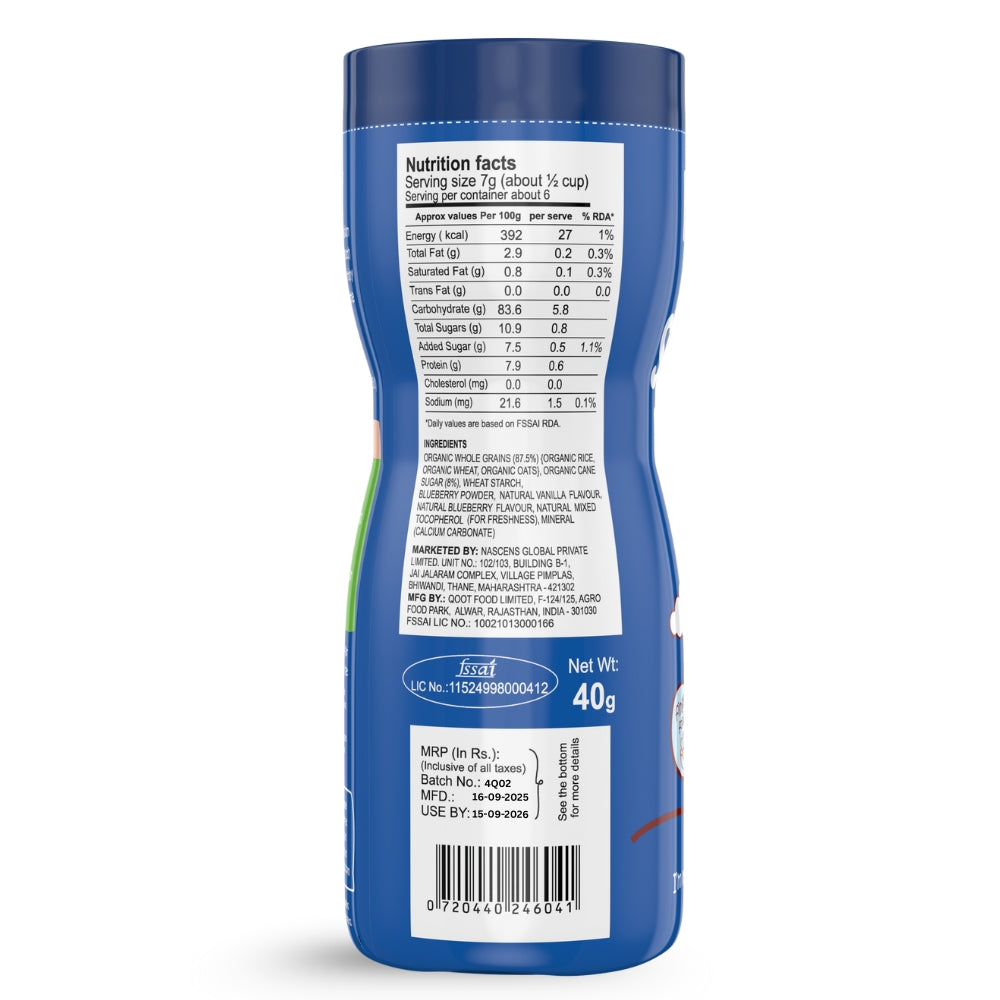 Happa Baby Puffs | Vanilla Blueberry Flavour | Made with Organic Ingredients | Melt-in-the-Mouth, Supports Self-Feeding & Baby-Led Weaning | No Artificial Flavours or Colours | Stage 2 (8 Months+) | Pack of 1 (40g Pack)