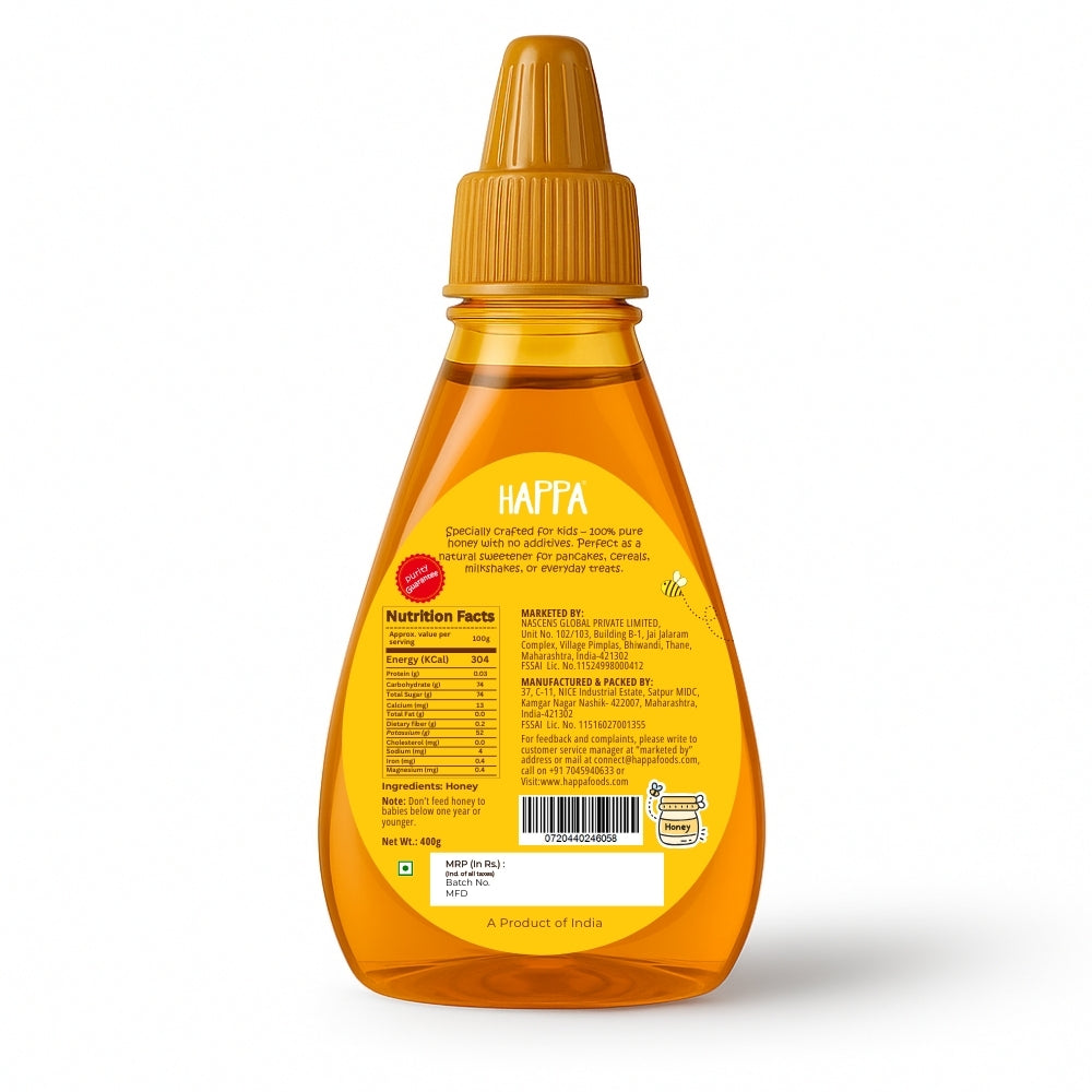 Happa Himalayan Golden Honey | 100% Pure, Raw & NMR Tested | Kids Approved, Low Pollen, Mild Aroma | Natural Immunity Booster & Healthy Sweetener (400g)