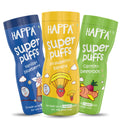 Happa Vanilla Blueberry and Carrot Beetroot and Strawberry Banana Baby Puffs | Melt-in-the-Mouth Finger Food for Babies | Supports Self-Feeding & Baby-Led Weaning | No Artificial Flavours or Colours | Stage 2 (8 Months+) | Pack of 3 (40g Each)