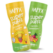Happa Carrot Beetroot and Strawberry Banana Baby Puffs | Melt-in-the-Mouth Finger Food for Babies | Supports Self-Feeding & Baby-Led Weaning | No Artificial Flavours or Colours | Stage 2 (8 Months+) | Pack of 2 (40g Each)