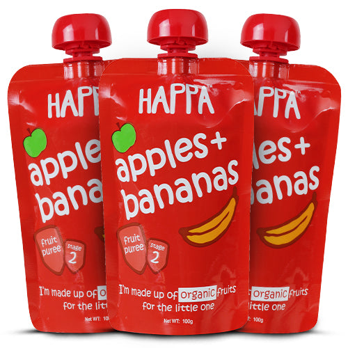 apple + banana fruit puree (Pack of 3) - Happafoods