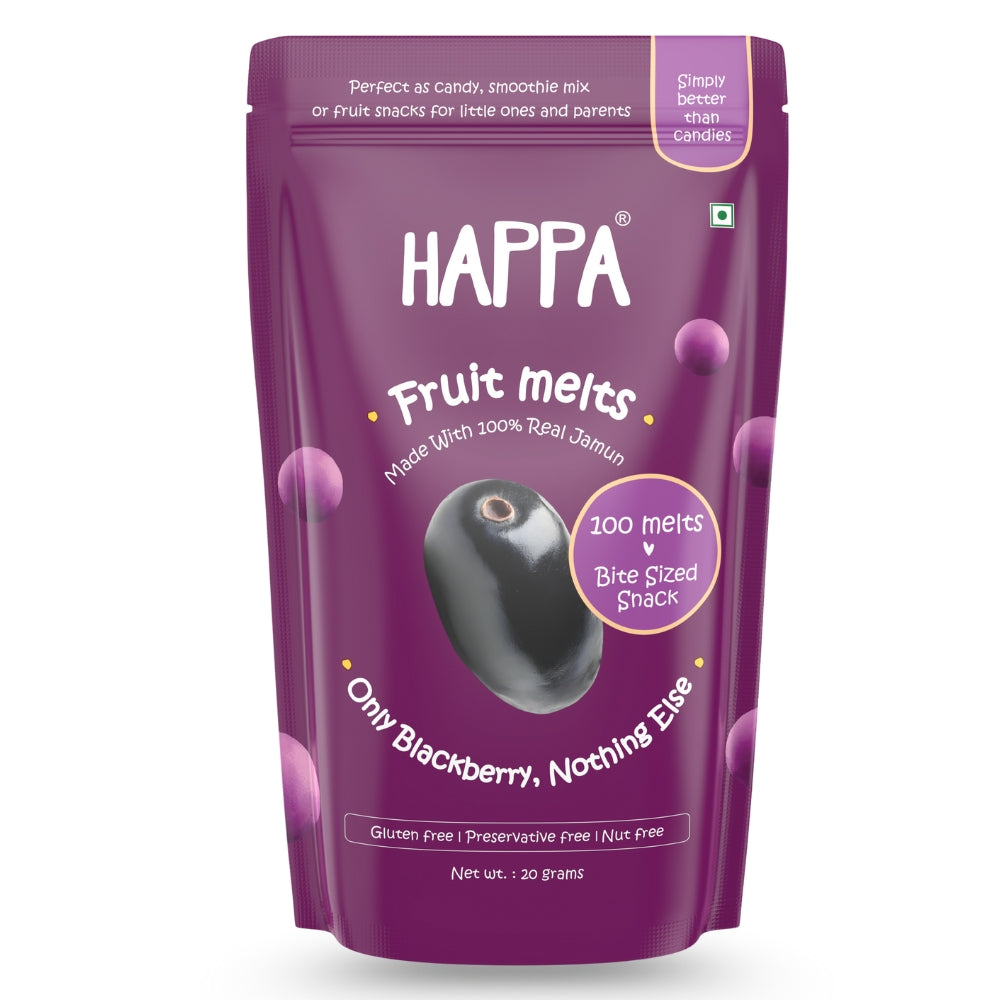 Happa Jamun Melts | 100% Fruit Candy for Babies, Kids & Adults | No Added Sugar, No Colours, No Artificial Flavours | Melt-in-Mouth | Single Ingredient | 8M+ | 20g Pack of 1