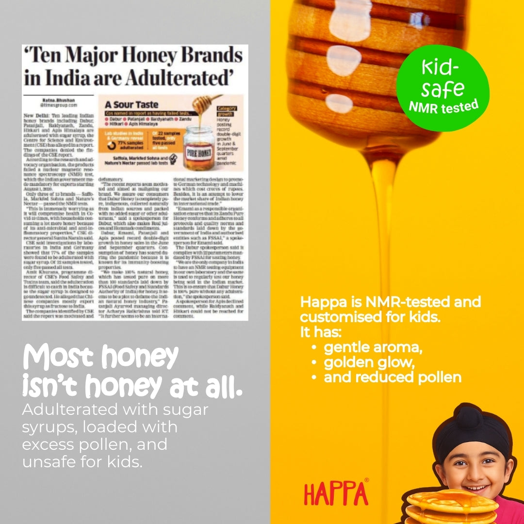 Happa Himalayan Golden Honey | 100% Pure, Raw & NMR Tested | Kids Approved, Low Pollen, Mild Aroma | Natural Immunity Booster & Healthy Sweetener (400g)