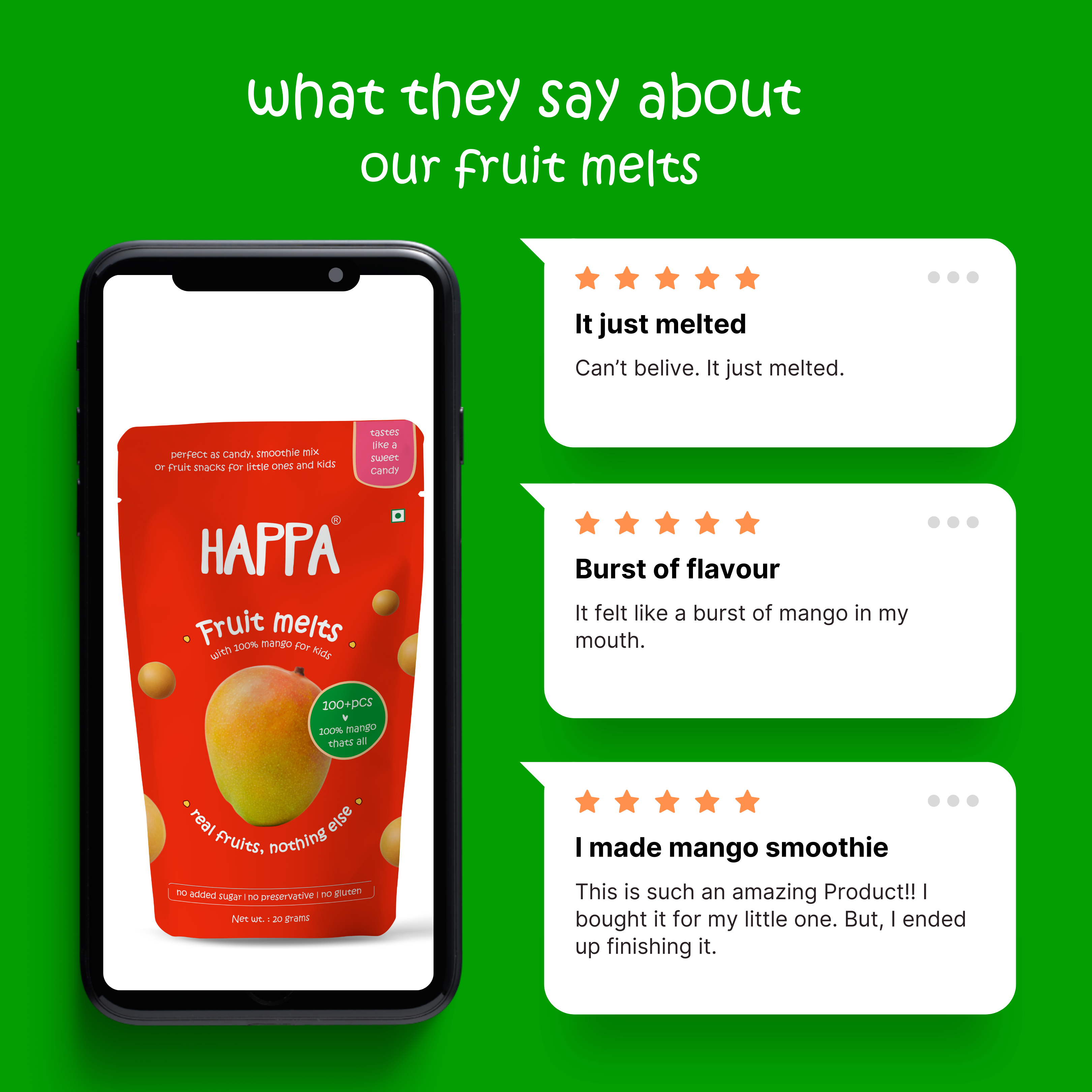 100% Organic Fruit Melties - Happafoods