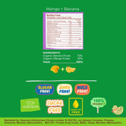 Happa Organic Baby Food Mango and Banana Puree | 100% Fruits | No Added Sugar, No Milk Powder, No Preservatives | Stage 2 (6 Months+) | Ready to Eat | Free from Common Allergens | Pack of 3 (100g Each)