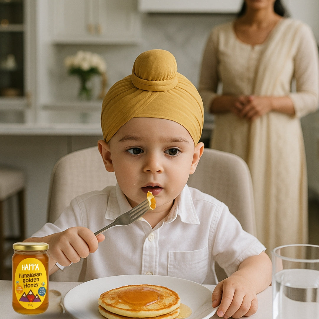 Happa Himalayan Golden Honey | 100% Pure, Raw & NMR Tested | Kids Approved, Low Pollen, Mild Aroma | Natural Immunity Booster & Healthy Sweetener (150g)