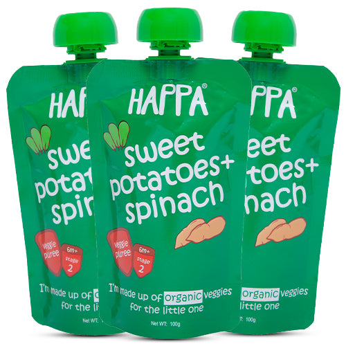 Sweet Potato+ Spinach Veggie Puree (Pack of 3) - Happafoods