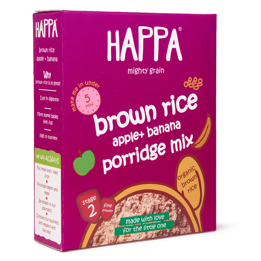 Happa Organic Brown Rice (Apple + Banana) Cereal - 200gm - Happafoods