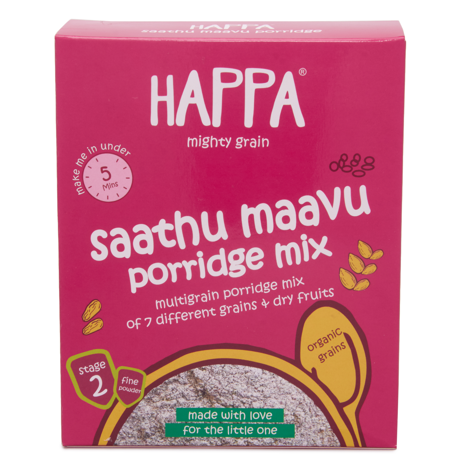 Happa Organic baby food Multigrain Saathu Maavu Cereal Mix -200 g - Happafoods