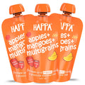 Happa Organic Baby Food Apple Mango and Multigrain Puree | 100% Fruits | No Added Sugar, No Milk Powder, No Preservatives | Stage 3 (8 Months+) | Ready to Eat | Free from Common Allergens | Pack of 3 (100g Each)