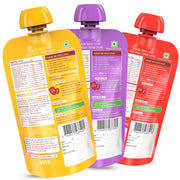 Happa Healthy Baby Food Puree | 100% Fruits | No Added Sugar, No Milk Powder, No Preservatives | Stage 2 (6 Months+) | Ready to Eat | Free from Common Allergens | Pack of 3 (100g Each)