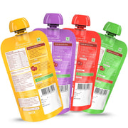 Happa Healthy Baby Food Puree | 100% Fruits and Vegetables | No Added Sugar, No Milk Powder, No Preservatives | Stage 2 (6 Months+) | Ready to Eat | Free from Common Allergens | Pack of 4 (100g Each)