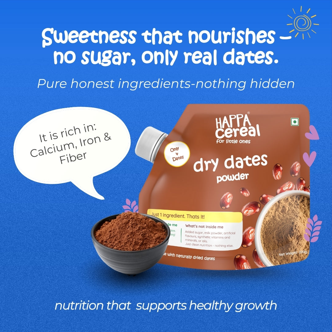 Happa Organic Dry Dates Powder | Natural Sweetener | Kharik Khajur Powder | Rich in Fibre and Minerals | No Preservatives | No Chemicals or Additives | Healthy Substitute for Refined Sugar | 200g