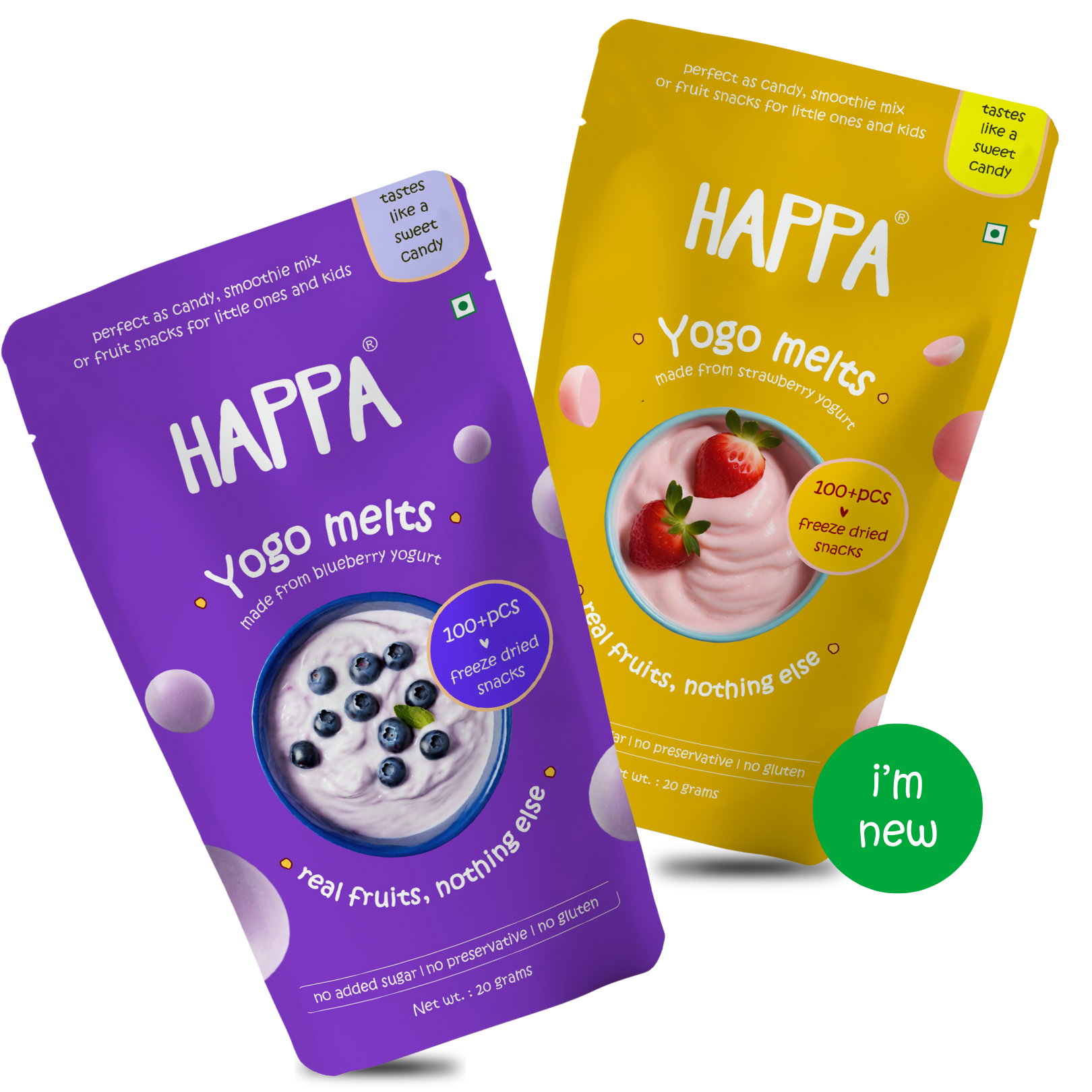 Yogo Melts - Strawberry & Blueberry Yogurt Melts Tastes like candies - Happa Foods