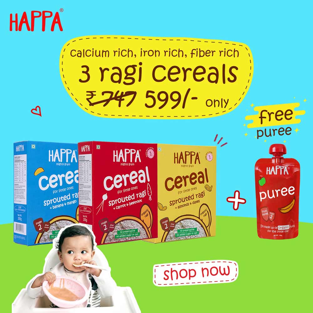 Discover the best infant cereal packed with nutrients of ragi, Organic baby foods for 8-month-old made with love for your little one by Happafoods
