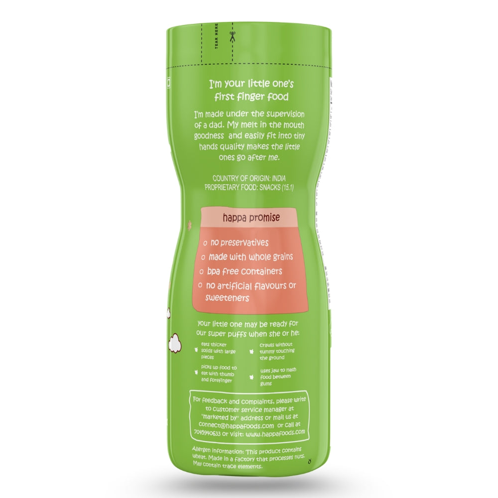 Happa Baby Puffs | Carrot Beetroot Flavour | Made with Organic Ingredients | Melt-in-the-Mouth, Supports Self-Feeding & Baby-Led Weaning | No Artificial Flavours or Colours | Stage 2 (8 Months+) | Pack of 1 (40g Pack)