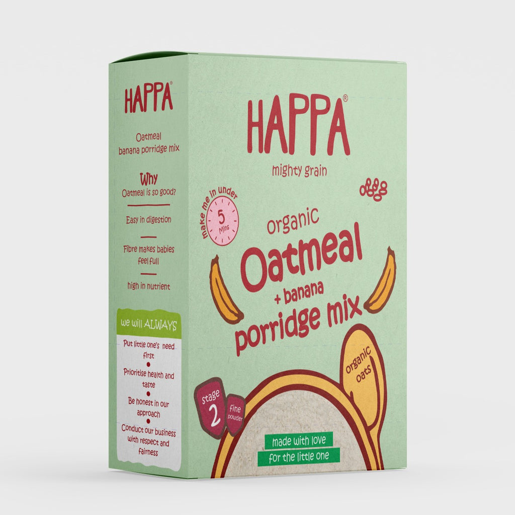 Happa Organic Oatmeal + Banana Cereal Mix - 200 gm - Happafoods