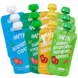Happa Organic Baby Food Combo pack of Fruit & Veggies Puree, (Apple Oats + Swt Potato Spinach + Apple Mango + Swt Potato Mango Pear)Pack of 12 , 100 Grams Each - Happafoods