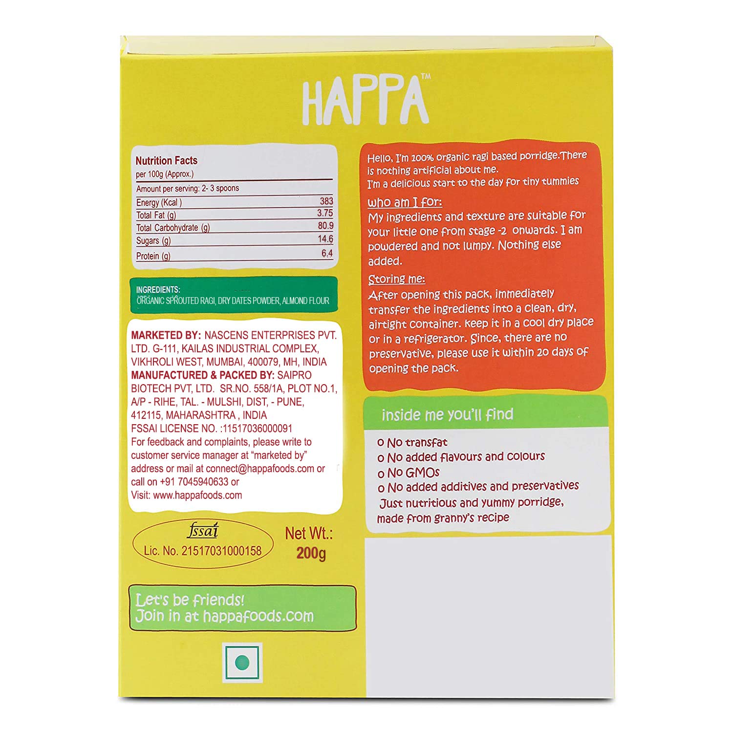 Happa Super Trial Pack, 8 Purees 100 Gram Each , 4 Porridge 200 Gram Each - Happafoods